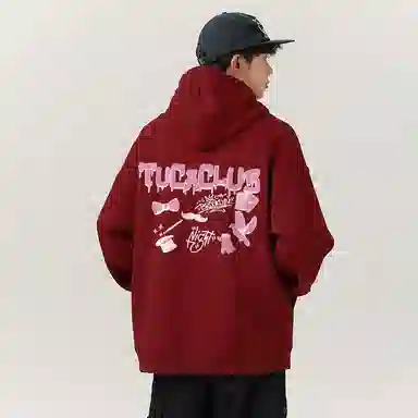 啄木鸟 美式潮流基础款背后印花宽松休闲连帽长袖卫衣 男女同款