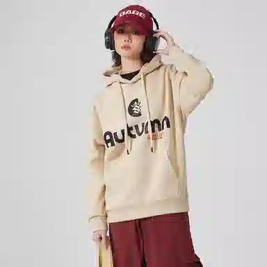 八哥 时尚百搭连帽套头衫字母印花卫衣 男女同款