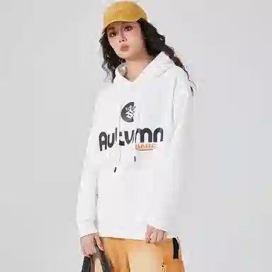 八哥 时尚百搭连帽套头衫字母印花卫衣 男女同款