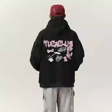 啄木鸟 美式潮流基础款背后印花宽松休闲连帽长袖卫衣 男女同款