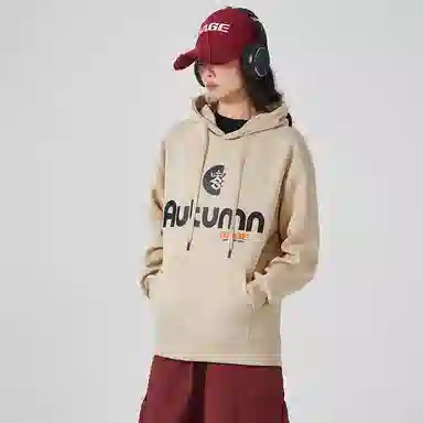 八哥 时尚百搭连帽套头衫字母印花卫衣 男女同款