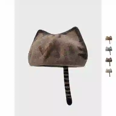 优莲茵 日系可爱猫耳朵时尚显脸小减龄可爱保暖画家帽 羊毛 贝雷帽 女款