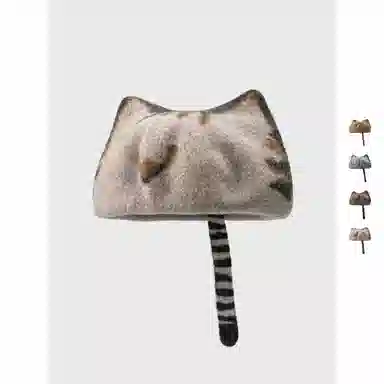 优莲茵 日系可爱猫耳朵时尚显脸小减龄可爱保暖画家帽 羊毛 贝雷帽 女款