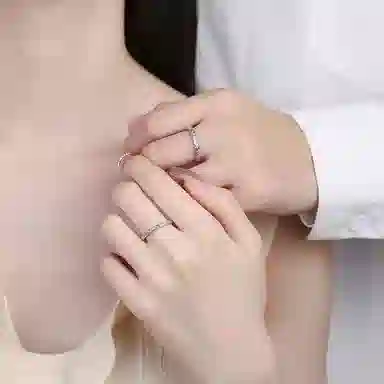 【S999足银】 金师傅 糖果纸对戒 甜蜜饰爱浪漫时尚气质简约素圈肌理百搭小众轻奢高级#好运 纯银 开口可调节戒指 男女同款情侣款