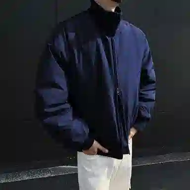 SUNSETMONENT Classic Collar Warm Cotton Jacket Navy