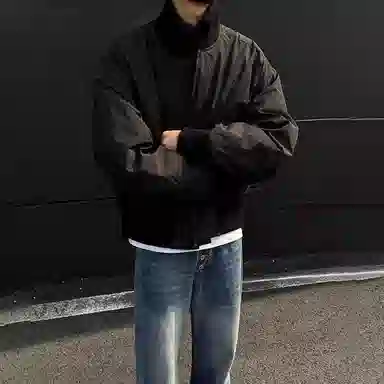 SUNSETMONENT Classic Collar Warm Cotton Jacket Navy