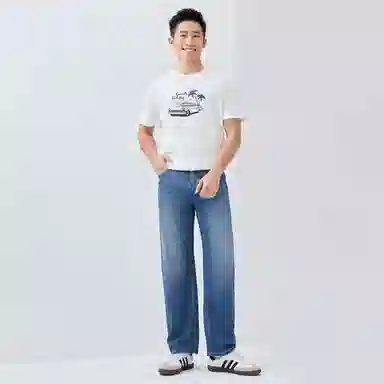 佐丹奴 洗水猫须五袋款中腰长裤牛仔裤 男款