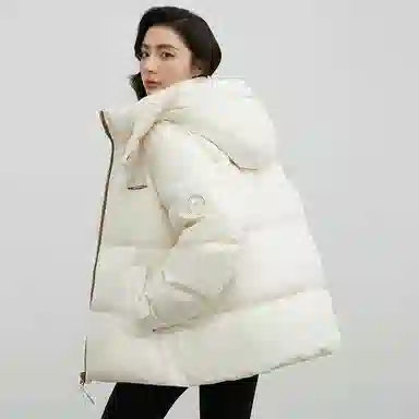 鸭鸭 青年时尚韩版休闲短款拆卸连帽外套纯色拼色户外加厚保暖面包羽绒服 通用 学生党好物