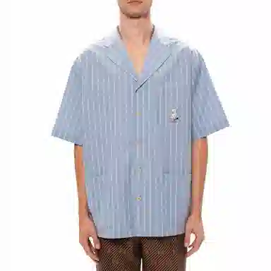 Gucci SS23 Striped Logo Embroidered Shirt