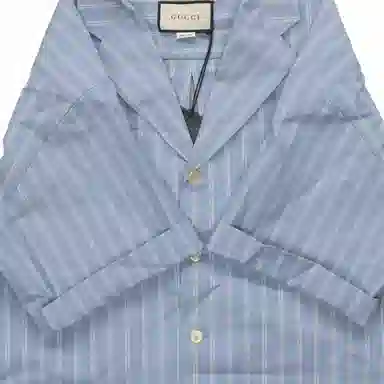 Gucci SS23 Striped Logo Embroidered Shirt
