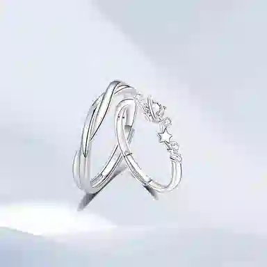 希遇 莫比乌斯 国潮优雅简约日常恋爱频率爱意交织可调节 合金 戒指 男女同款情侣款