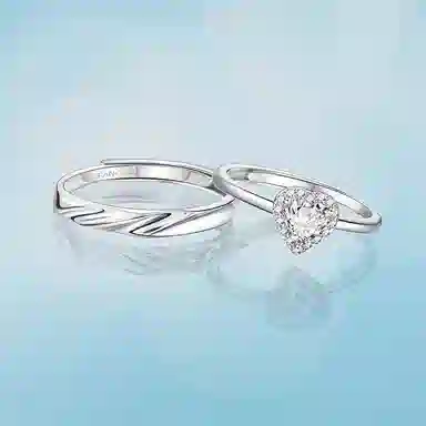 FANCI Love Heart Adjustable Ring Set S925 Silver