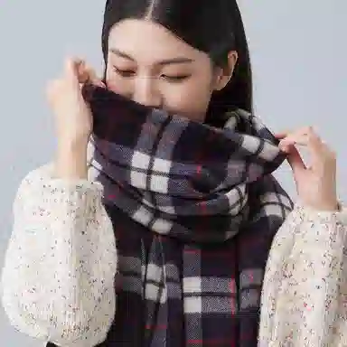 红豆 保暖加厚百搭 山羊绒 绒线围巾 女款