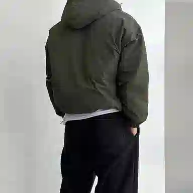 我是大卫 韩系短款连帽防寒保暖复古个性加厚棉服 男女同款 军绿色