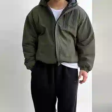 我是大卫 韩系短款连帽防寒保暖复古个性加厚棉服 男女同款 军绿色