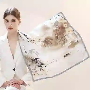 上海故事 青春 真丝中 （双面）芳茶雅韵 桑蚕丝 上架 女款 #礼盒装