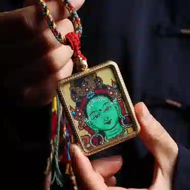 天台山 【天台山官方已祝福加持】天台山新中式国风扎基拉姆藏风唐卡招财转运诸事顺遂好运复古 合金 吊坠 男女同款情侣款