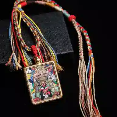 天台山 【天台山官方已祝福加持】天台山新中式国风扎基拉姆藏风唐卡招财转运诸事顺遂好运复古 合金 吊坠 男女同款情侣款