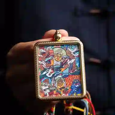 天台山 【天台山官方已祝福加持】天台山新中式国风扎基拉姆藏风唐卡招财转运诸事顺遂好运复古 合金 吊坠 男女同款情侣款