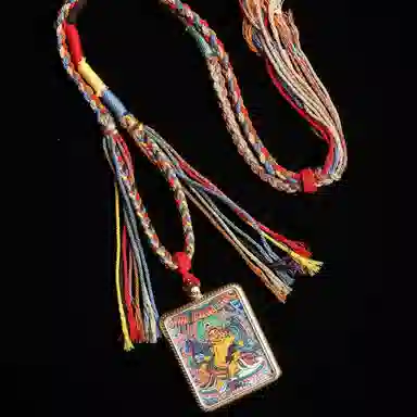 天台山 【天台山官方已祝福加持】天台山新中式国风扎基拉姆藏风唐卡招财转运诸事顺遂好运复古 合金 吊坠 男女同款情侣款