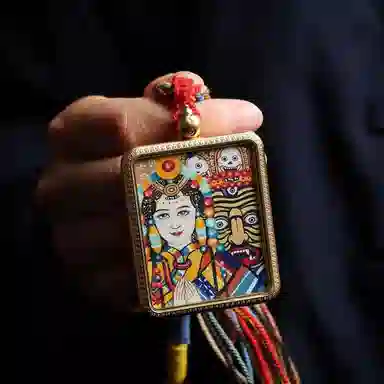 天台山 【天台山官方已祝福加持】天台山新中式国风扎基拉姆藏风唐卡招财转运诸事顺遂好运复古 合金 吊坠 男女同款情侣款