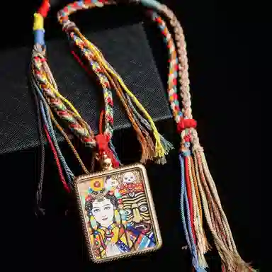 天台山 【天台山官方已祝福加持】天台山新中式国风扎基拉姆藏风唐卡招财转运诸事顺遂好运复古 合金 吊坠 男女同款情侣款