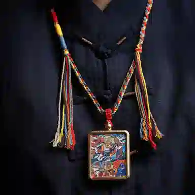 天台山 【天台山官方已祝福加持】天台山新中式国风扎基拉姆藏风唐卡招财转运诸事顺遂好运复古 合金 吊坠 男女同款情侣款