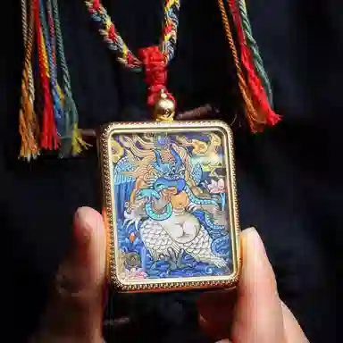 天台山 【天台山官方已祝福加持】天台山新中式国风扎基拉姆藏风唐卡招财转运诸事顺遂好运复古 合金 吊坠 男女同款情侣款