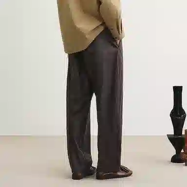 速写 日常合体简约纯色直筒休闲裤 男款 深棕