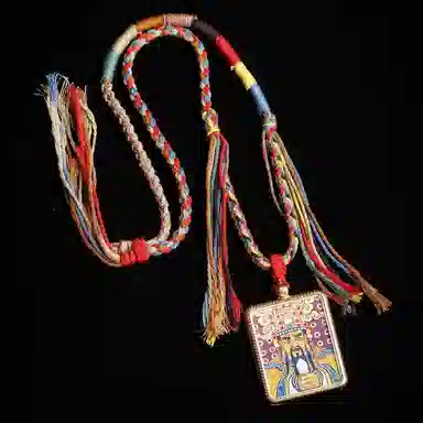 天台山 【天台山官方已祝福加持】天台山新中式国风扎基拉姆藏风唐卡招财转运诸事顺遂好运复古 合金 吊坠 男女同款情侣款