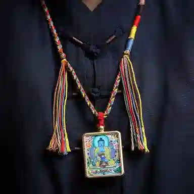 天台山 【天台山官方已祝福加持】天台山新中式国风扎基拉姆藏风唐卡招财转运诸事顺遂好运复古 合金 吊坠 男女同款情侣款