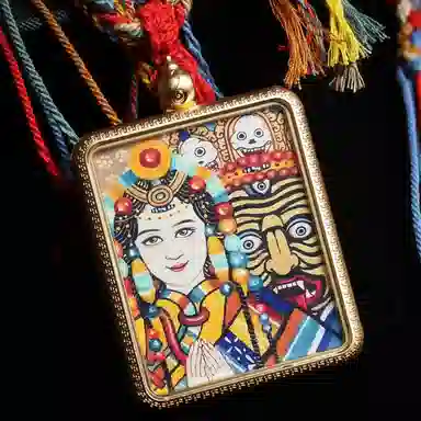 天台山 【天台山官方已祝福加持】天台山新中式国风扎基拉姆藏风唐卡招财转运诸事顺遂好运复古 合金 吊坠 男女同款情侣款