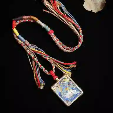 天台山 【天台山官方已祝福加持】天台山新中式国风扎基拉姆藏风唐卡招财转运诸事顺遂好运复古 合金 吊坠 男女同款情侣款