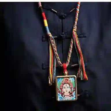 天台山 【天台山官方已祝福加持】天台山新中式国风扎基拉姆藏风唐卡招财转运诸事顺遂好运复古 合金 吊坠 男女同款情侣款