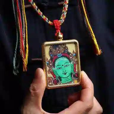 天台山 【天台山官方已祝福加持】天台山新中式国风扎基拉姆藏风唐卡招财转运诸事顺遂好运复古 合金 吊坠 男女同款情侣款