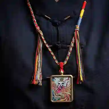 天台山 【天台山官方已祝福加持】天台山新中式国风扎基拉姆藏风唐卡招财转运诸事顺遂好运复古 合金 吊坠 男女同款情侣款