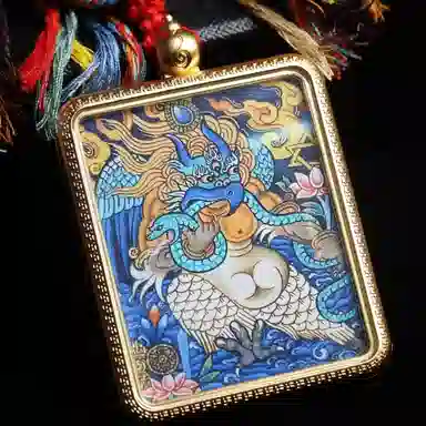 天台山 【天台山官方已祝福加持】天台山新中式国风扎基拉姆藏风唐卡招财转运诸事顺遂好运复古 合金 吊坠 男女同款情侣款