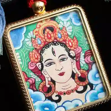 天台山 【天台山官方已祝福加持】天台山新中式国风扎基拉姆藏风唐卡招财转运诸事顺遂好运复古 合金 吊坠 男女同款情侣款