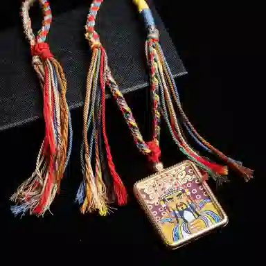 天台山 【天台山官方已祝福加持】天台山新中式国风扎基拉姆藏风唐卡招财转运诸事顺遂好运复古 合金 吊坠 男女同款情侣款