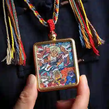 天台山 【天台山官方已祝福加持】天台山新中式国风扎基拉姆藏风唐卡招财转运诸事顺遂好运复古 合金 吊坠 男女同款情侣款