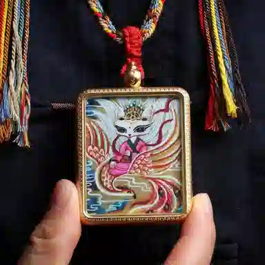 天台山 【天台山官方已祝福加持】天台山新中式国风扎基拉姆藏风唐卡招财转运诸事顺遂好运复古 合金 吊坠 男女同款情侣款