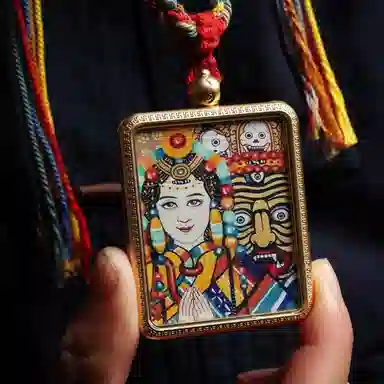 天台山 【天台山官方已祝福加持】天台山新中式国风扎基拉姆藏风唐卡招财转运诸事顺遂好运复古 合金 吊坠 男女同款情侣款