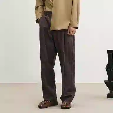 速写 日常合体简约纯色直筒休闲裤 男款 深棕