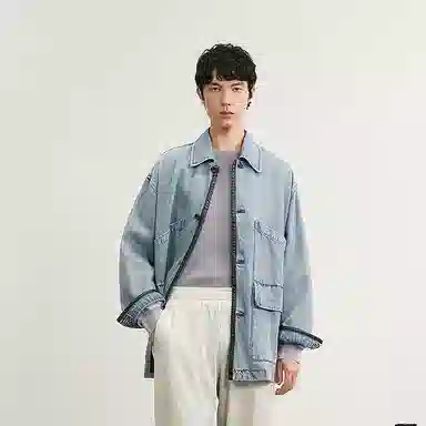 速写 纯色简约宽松日常夹克外套 男款 牛仔藏青
