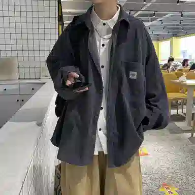 玉儿恋 灯芯绒港风宽松日系潮流百搭休闲长袖衬衫 男女同款