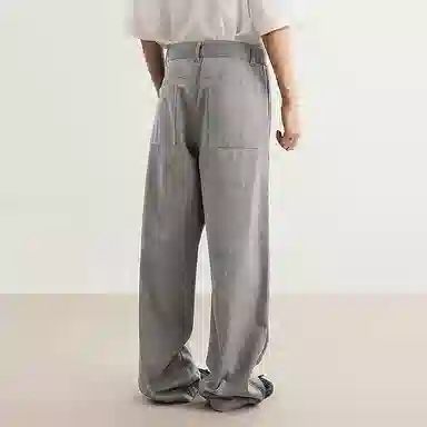 速写 纯色日常休闲简约宽松直筒牛仔裤 男款 牛仔卡其