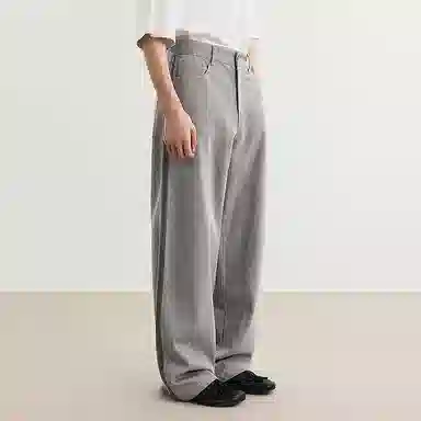 速写 纯色日常休闲简约宽松直筒牛仔裤 男款 牛仔卡其