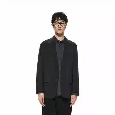 速写 黑支线 纯色日常简约休闲合体长袖西装 男款