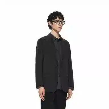 速写 黑支线 纯色日常简约休闲合体长袖西装 男款