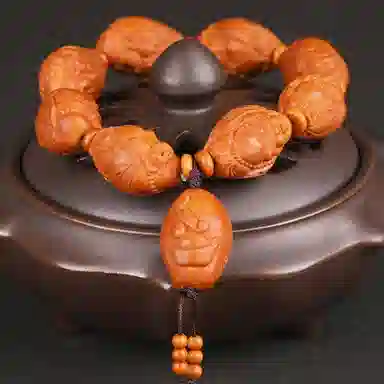 妍韵珠宝 欢天喜地弥勒佛核雕#好运 橄榄核 核桃类手串 男女同款情侣款